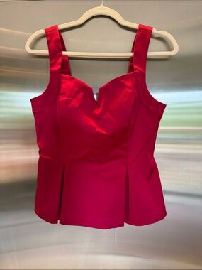 White House Black Market Red Sweetheart Peplum Camisole